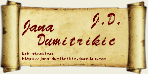 Jana Dumitrikić vizit kartica
